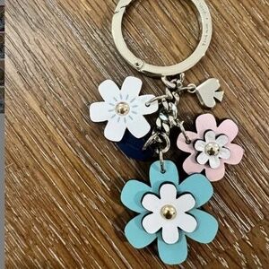 Kate Spade New York Pink Multi Floral Leather Key Fob